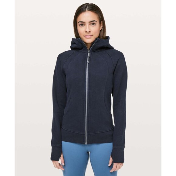 Lululemon Scuba Hoodie Light Cotton Fleece in True Navy Size 10 W4AWMS - Picture 1 of 10
